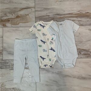 Carter’s 3-Piece Baby Boy Outfit – Dino Bodysuits & Pants Set, Size 12M